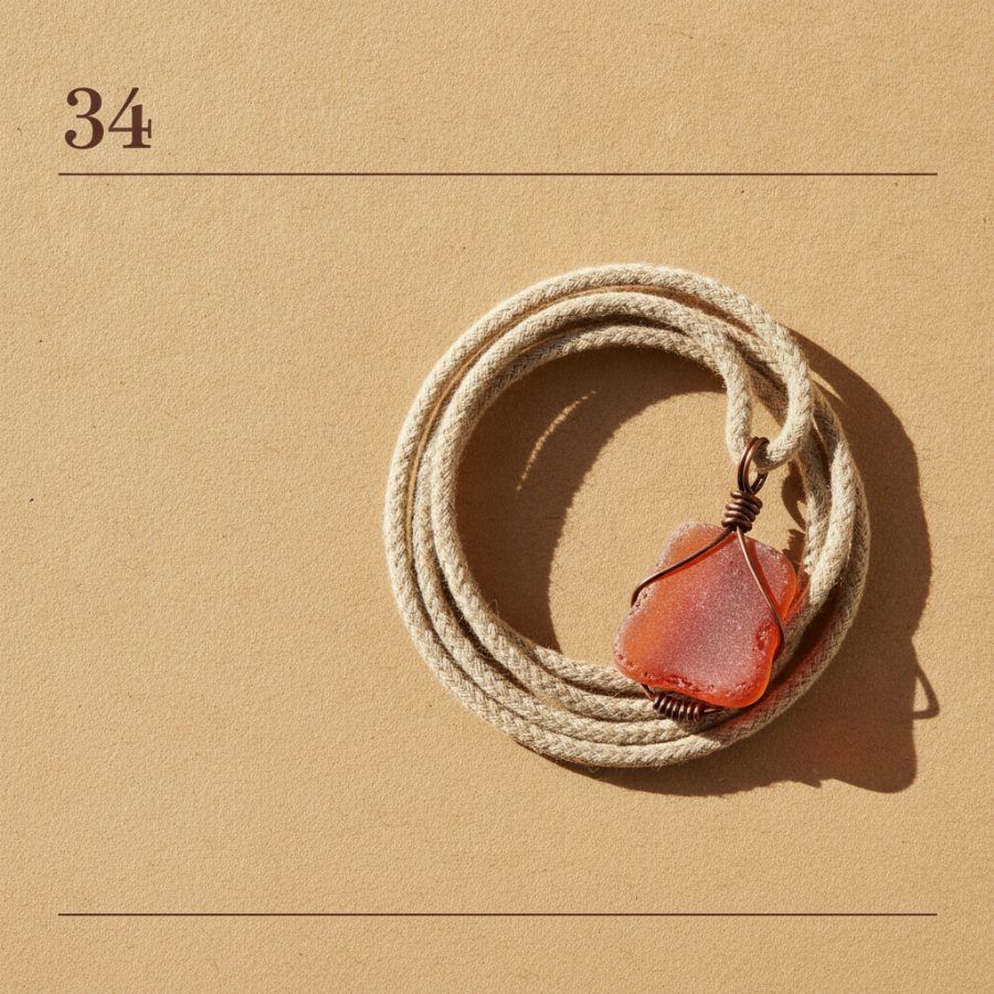 Sea-glass pendant necklace on a linen cord